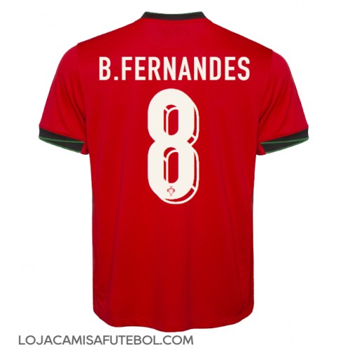 Camisa de Futebol Portugal Bruno Fernandes #8 Equipamento Principal Europeu 2024 Manga Curta